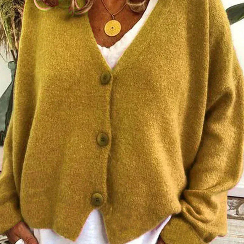 Ladies Open Front V Neck Cardigan Sweater