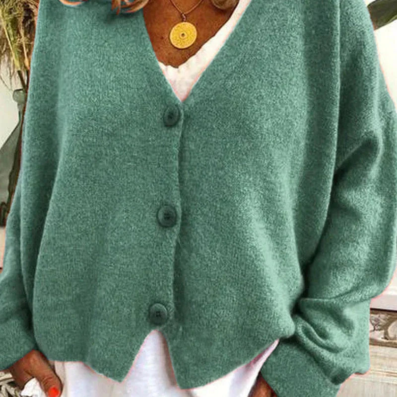 Ladies Open Front V Neck Cardigan Sweater