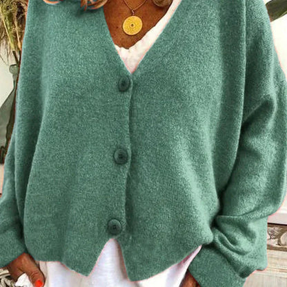 Ladies Open Front V Neck Cardigan Sweater