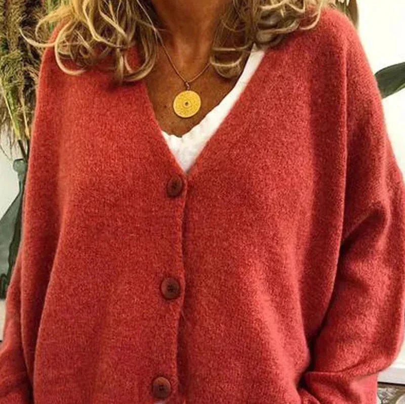 Ladies Open Front V Neck Cardigan Sweater