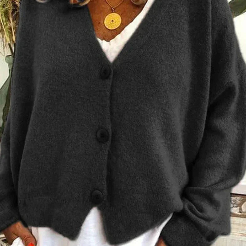 Ladies Open Front V Neck Cardigan Sweater