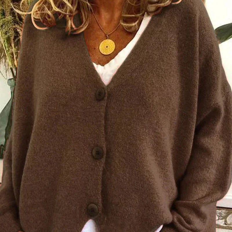 Ladies Open Front V Neck Cardigan Sweater