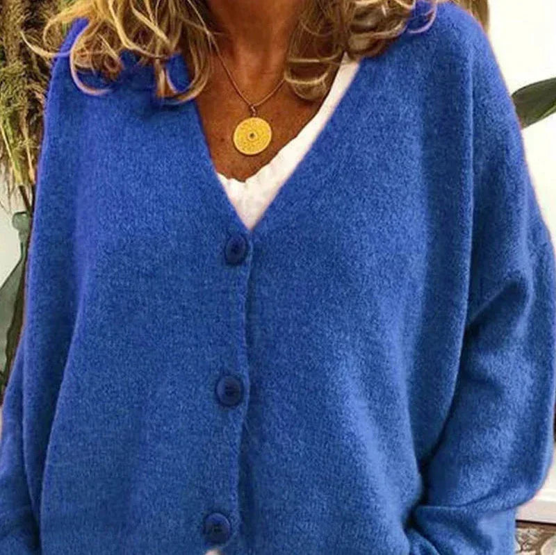 Ladies Open Front V Neck Cardigan Sweater