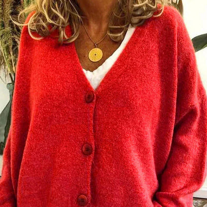 Ladies Open Front V Neck Cardigan Sweater