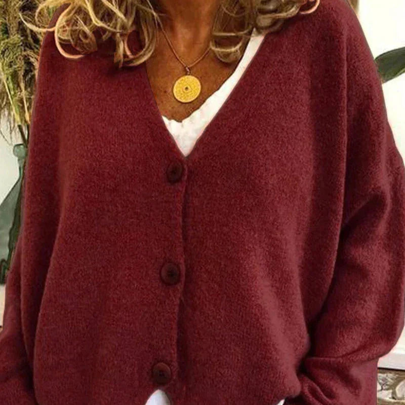 Ladies Open Front V Neck Cardigan Sweater