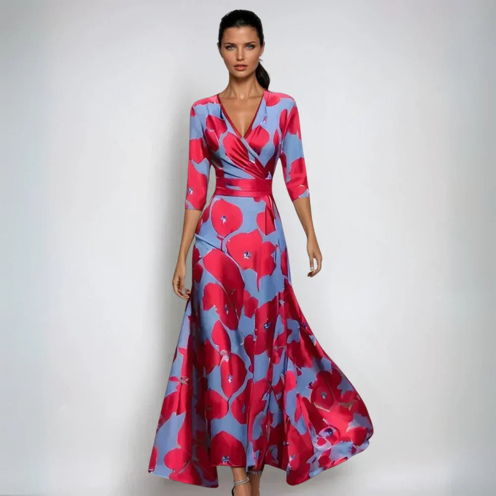 Beautiful Flower Print Wrap Dress - ModishWorld