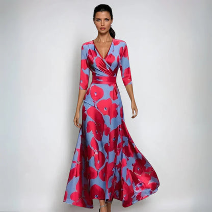 Beautiful Flower Print Wrap Dress - ModishWorld