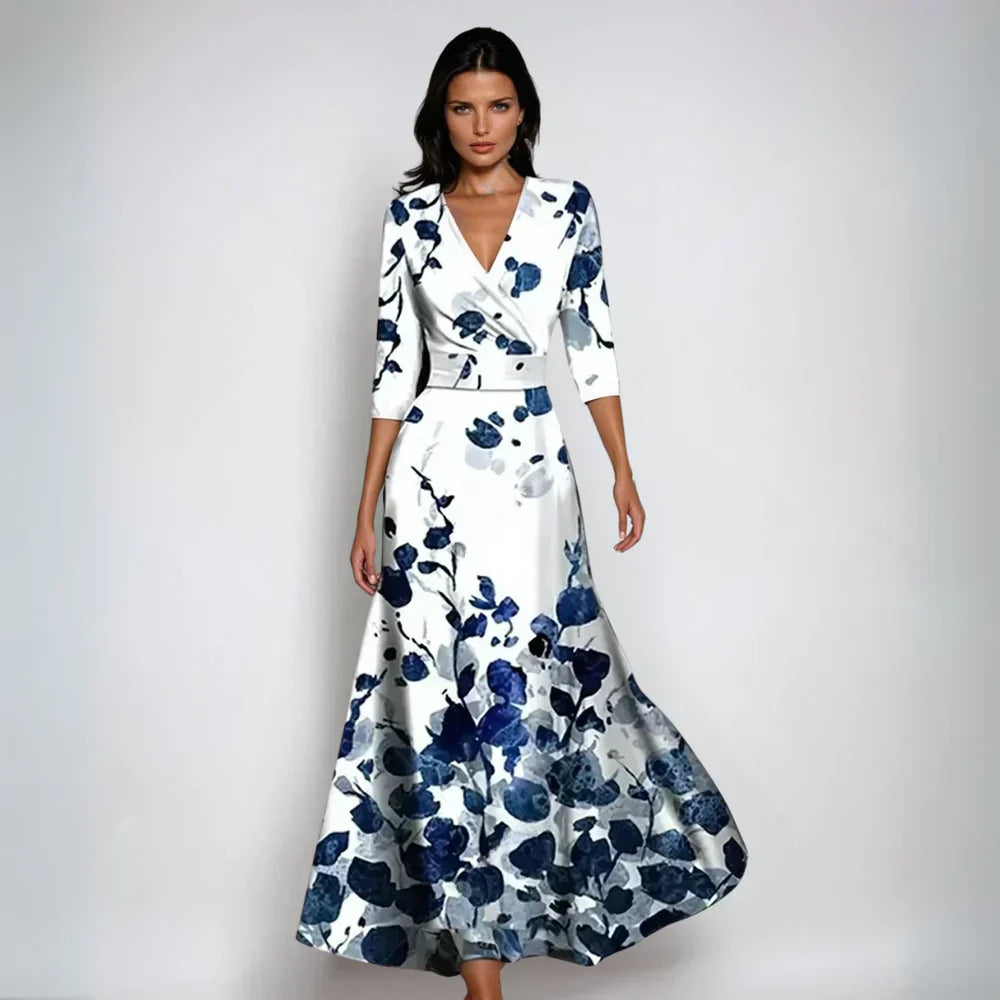 Beautiful Flower Print Wrap Dress