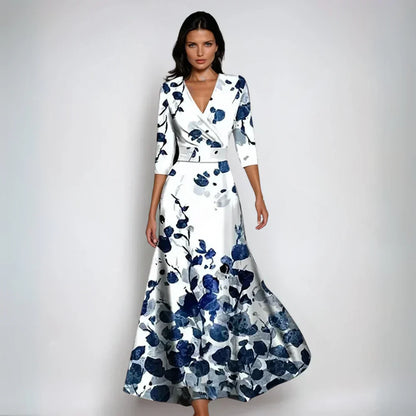 Beautiful Flower Print Wrap Dress