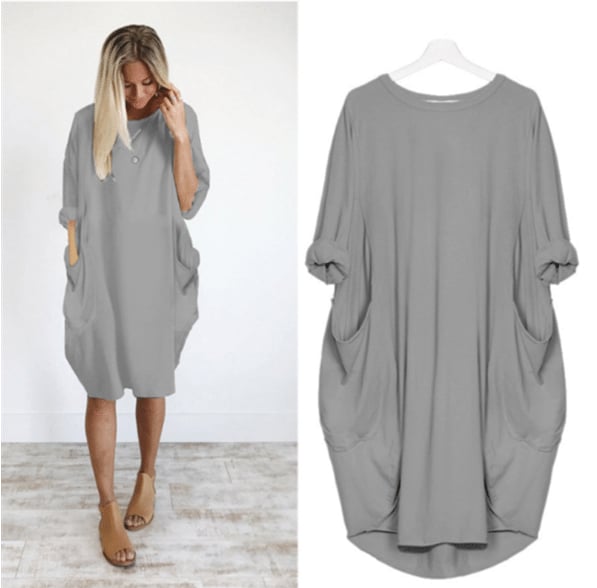 Casual Women's Midi Sundress with Round Neckline