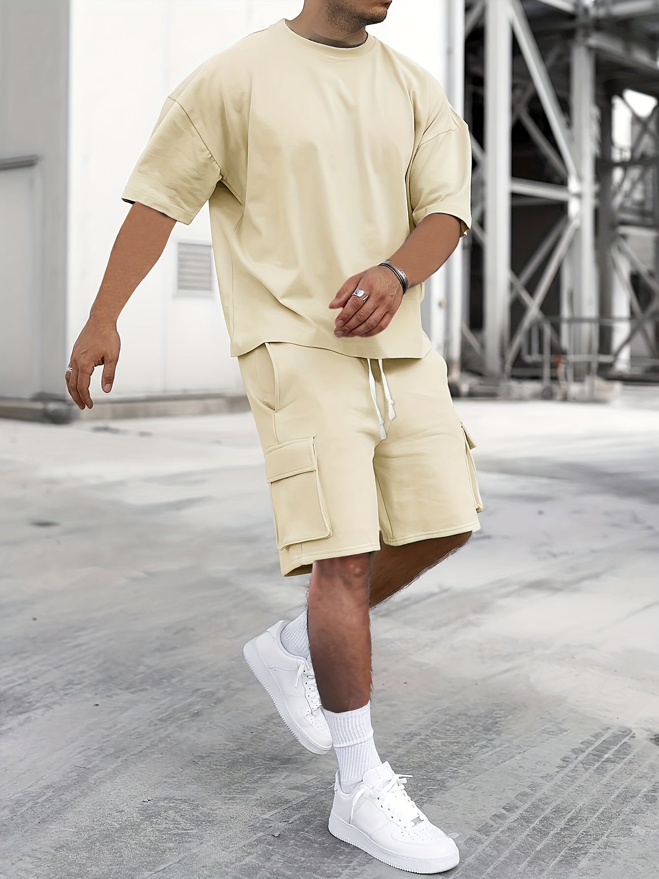 Relaxed Fit Tee and Shorts Combo for Men