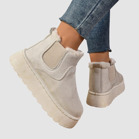 Warm Fleece Lined Leather Ankle Boot Shoes - ModishWorld