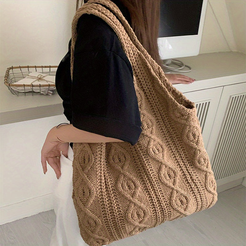 Cozy Chic Knit Tote Handbag - Soft Luxe Design - ModishWorld