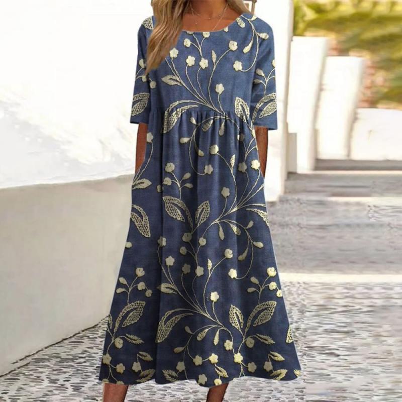 Beautiful Flower Patterned Knee Length Dress