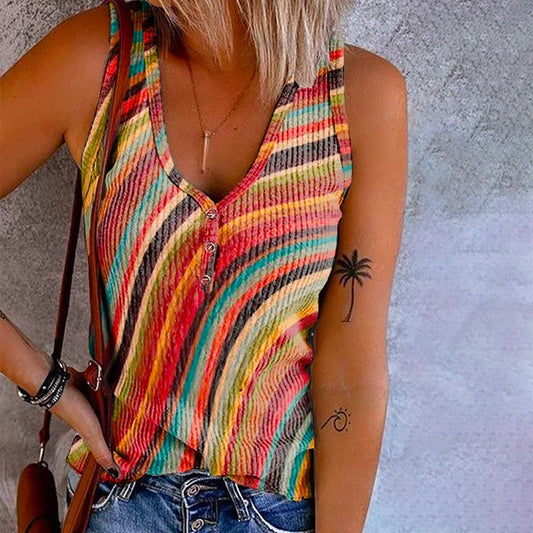 Colorful Multicolor Women's Sleeveless Top - ModishWorld
