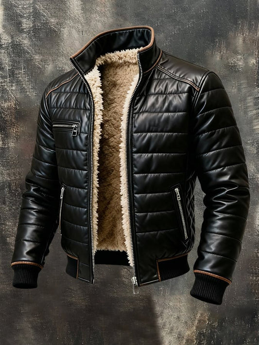 Classic Faux Leather Coat - Warm Mens Winter Jacket - Modish World