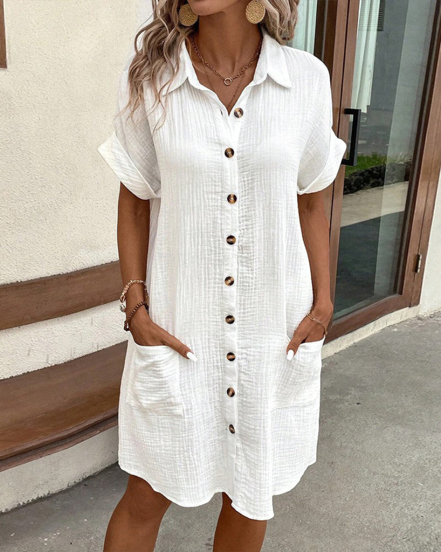 Classic Fit Button Down Dress for Ladies - ModishWorld
