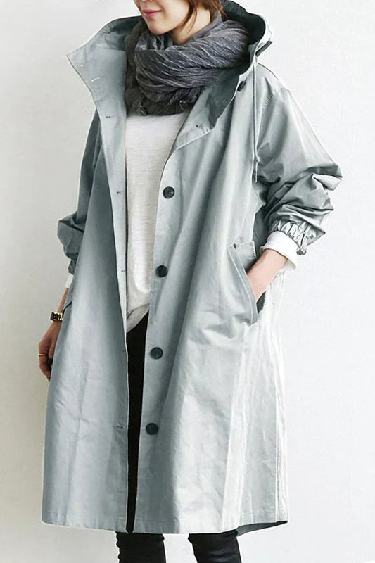 Waterproof Women's Trench Coat with Hood - Warm & Long - ModishWorld
