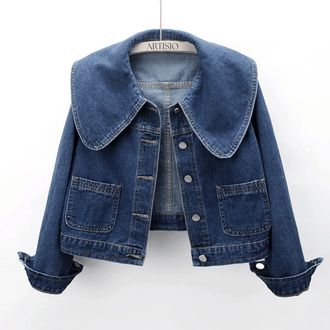 Classic Navy Denim Jacket - Feminine Fit Crop - ModishWorld
