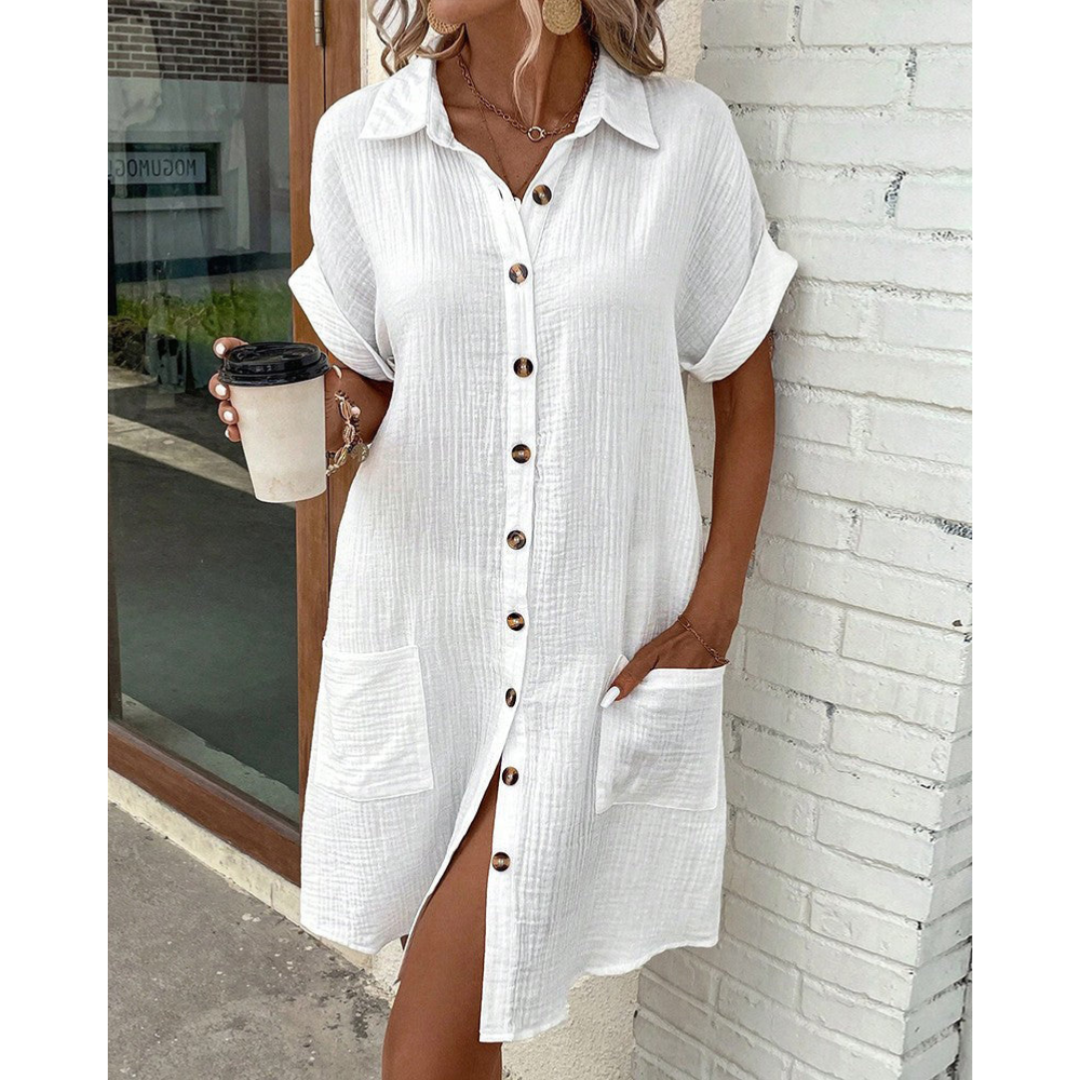 Classic Fit Women's Button Front Shirt Dress