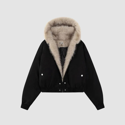 Warm Fleece Hooded Women's Winter Short Parka Coat - ModishWorld
