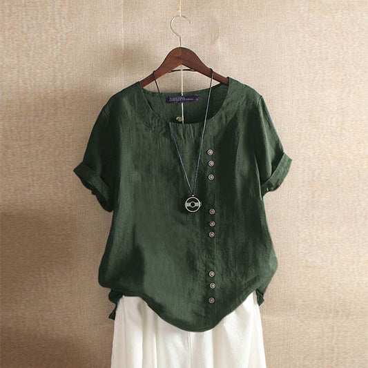 Classic Women's Cotton Shirt with Button Details - ModishWorld
