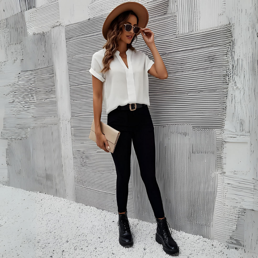 Elegant V-Neck Ladies Blouse - ModishWorld