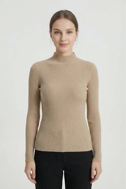 Chic High Neckline Soft Knit Sweater