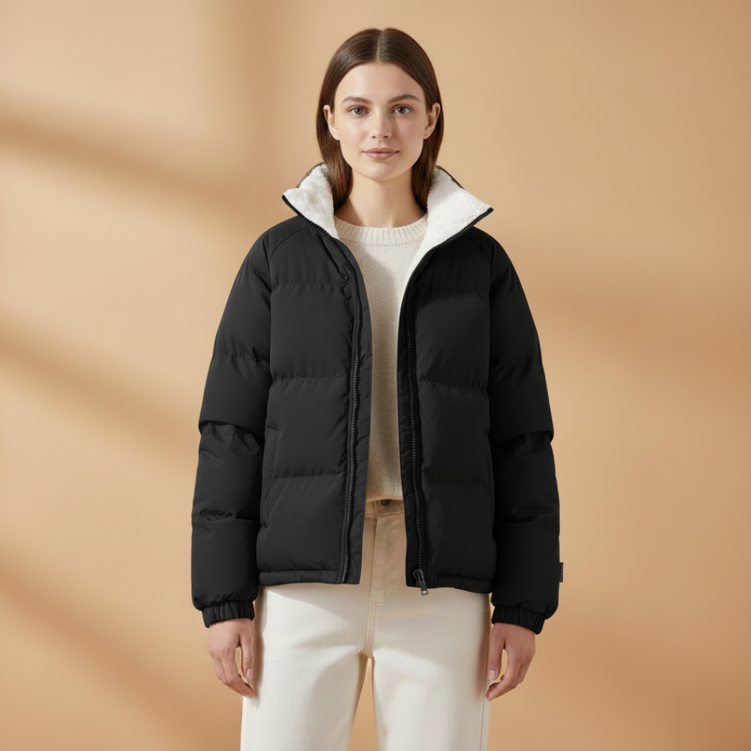 Warm Winter Parka with Hood and Fleece Lining