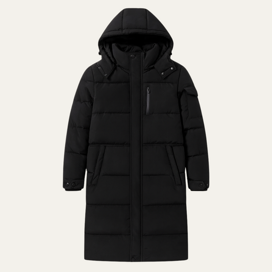 Warm Men's Black Puffer Parka Coat with Hood - Modish World