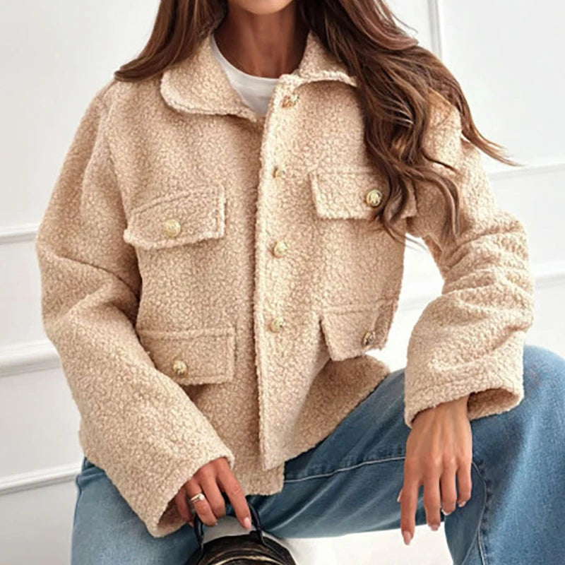 Warm Winter Wool Pea Coat for Women