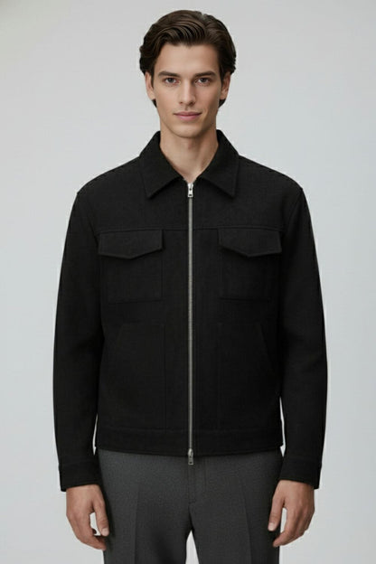 Stylish Suede Men's Jacket with Classic Collar