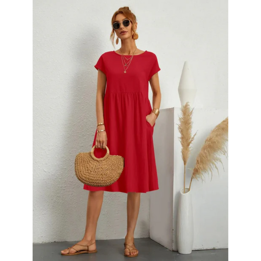 Chic Short Sleeve Midi Summer Dress for Women - Modish World