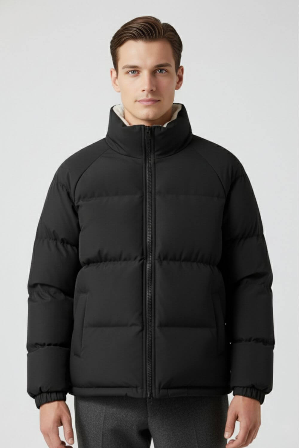Warm Men's Black Down Puffer Coat - Modish World