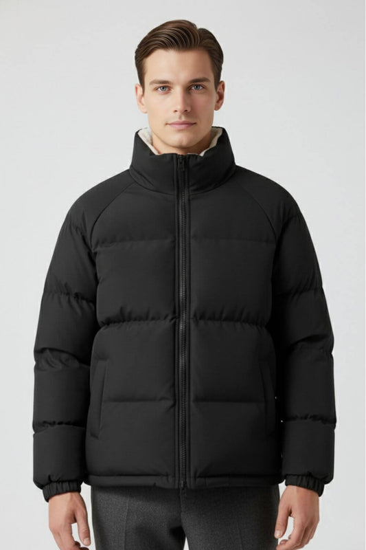 Warm Men's Black Down Puffer Coat - Modish World