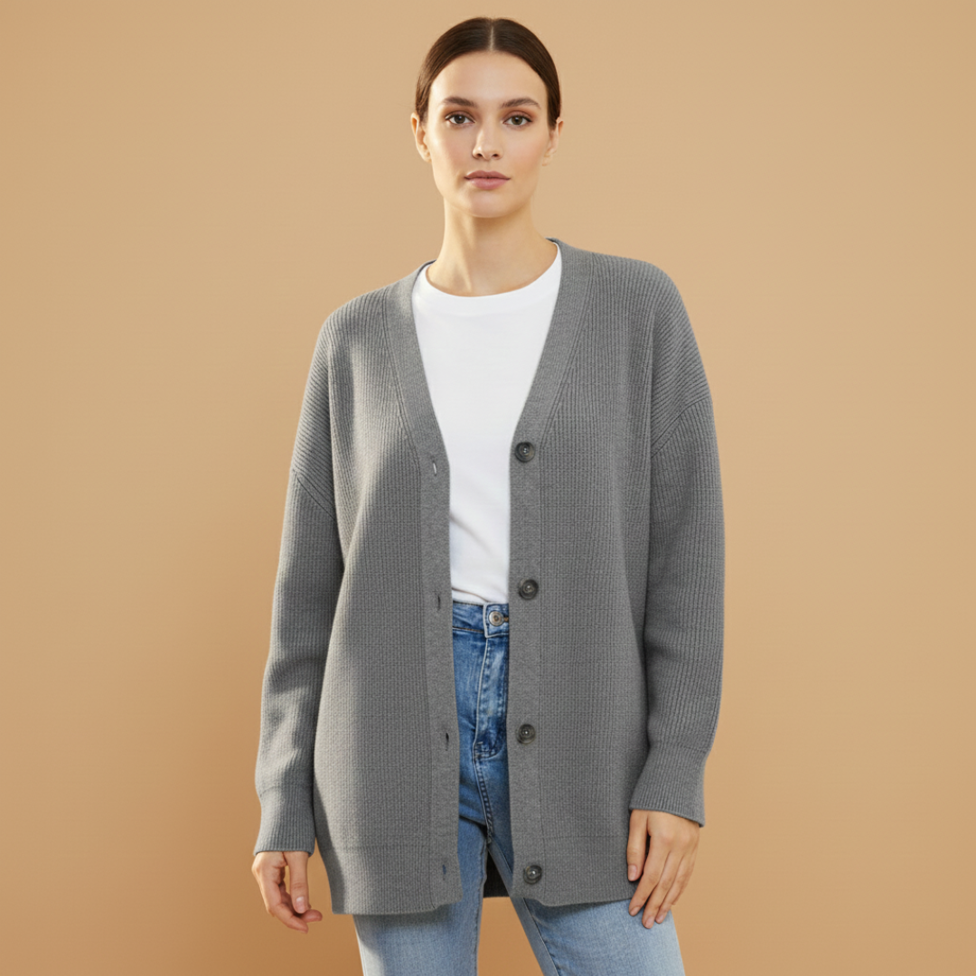Ladies Open Front V Neck Sweater Cardigan