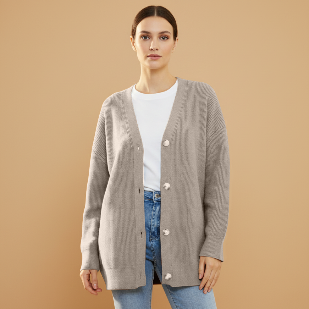 Ladies Open Front V Neck Sweater Cardigan