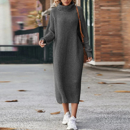 Cozy Crew Neck Midi Sweater Dress