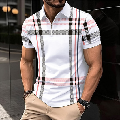 Classic Mens Checked Short Sleeve Polo Shirt