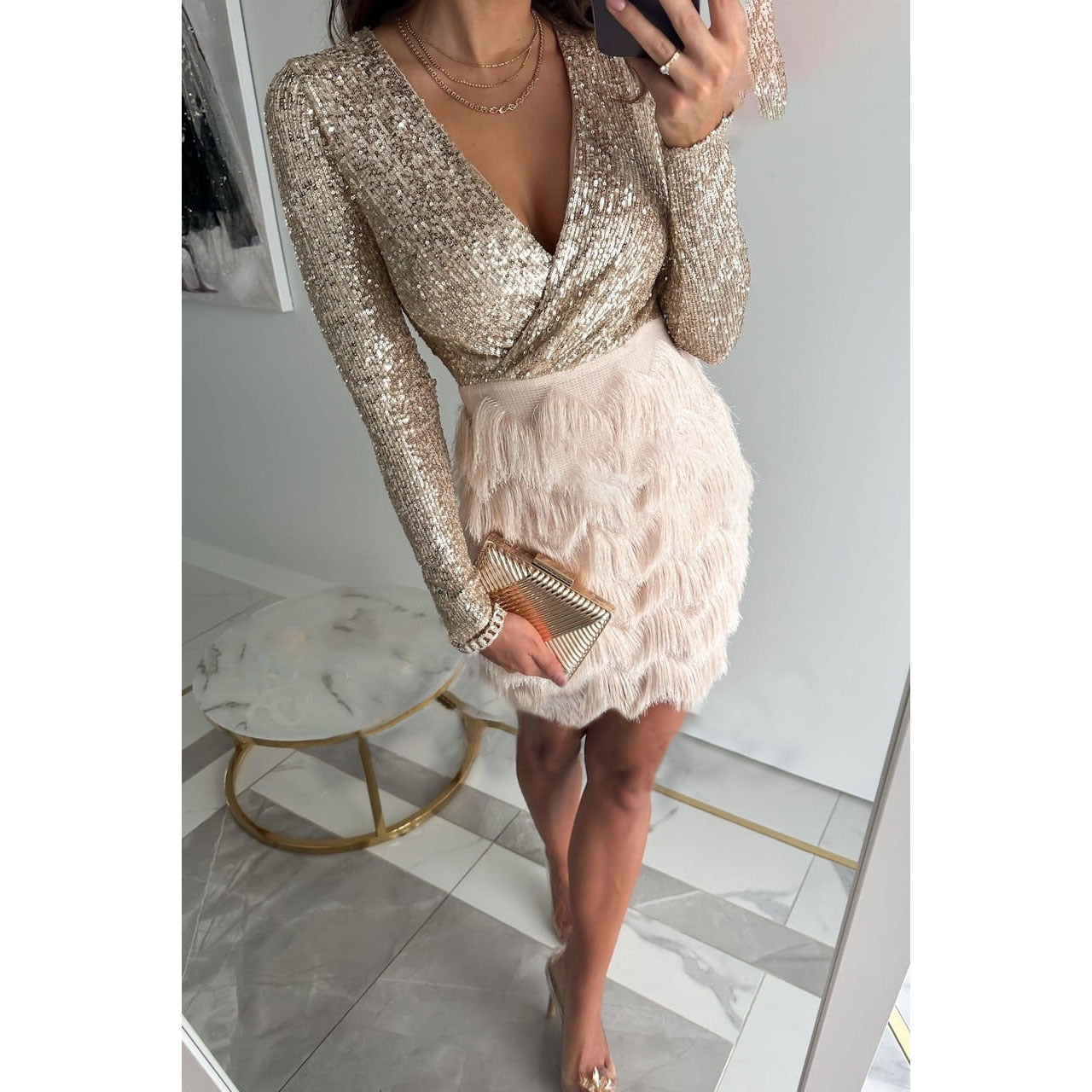 Sparkly Sequin Little Black Party Dress for Women - ModishWorld