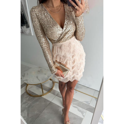 Sparkly Sequin Little Black Party Dress for Women - ModishWorld