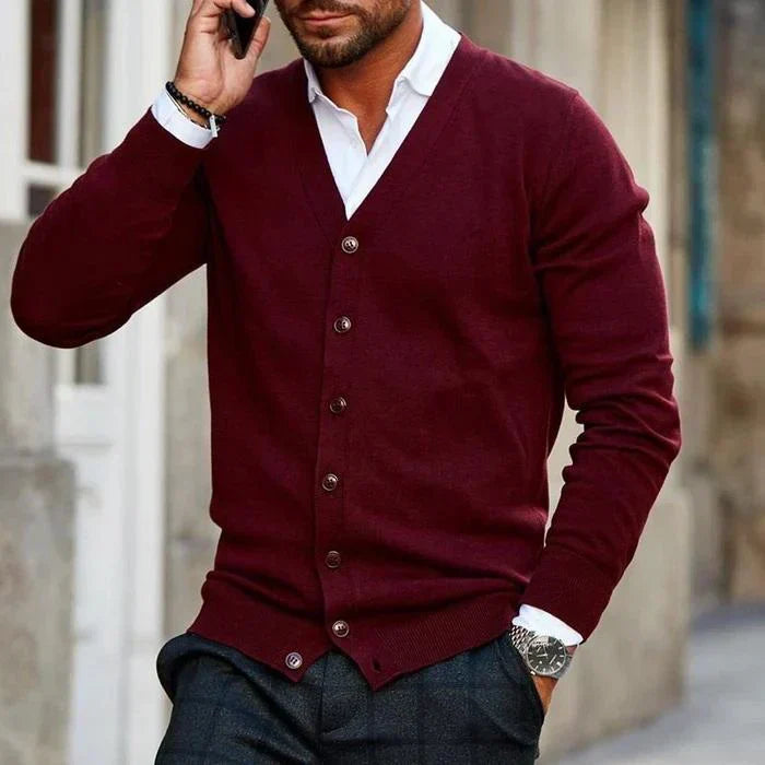 Comfortable Mens Knit Cardigan Sweater