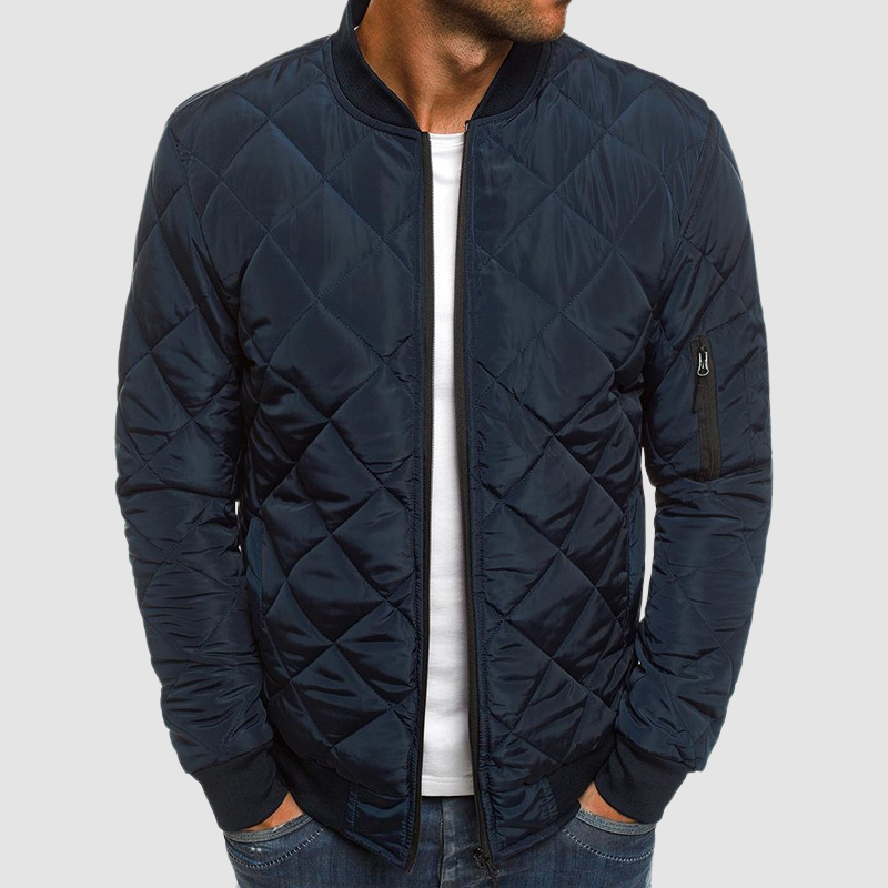 Warm Quilted Mens Bomber Zip Jacket - ModishWorld