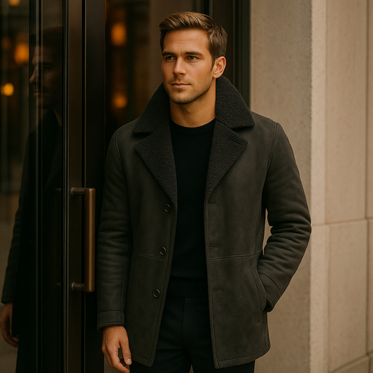 Warm Sheepskin Leather Winter Jacket for Men - ModishWorld