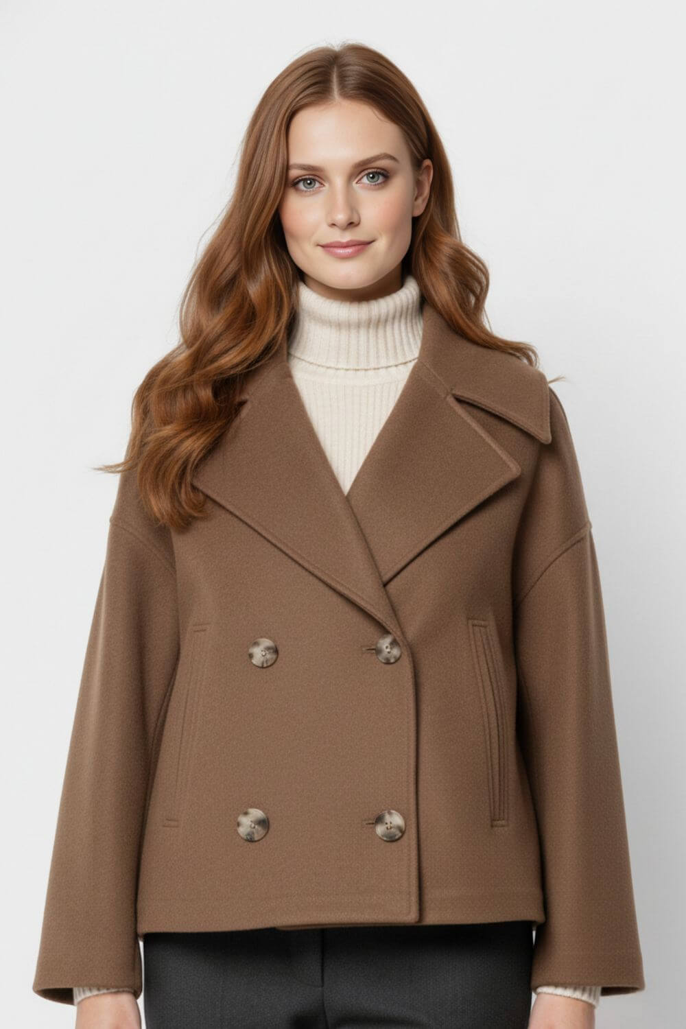 Chic Ladies Short Double-Breasted Coat