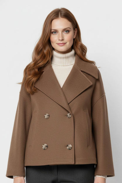 Chic Ladies Short Double-Breasted Coat