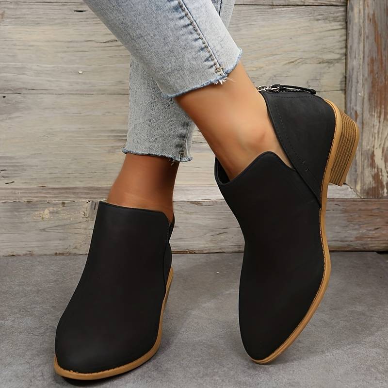 Ladies' Soft Leather Low Heel Boots