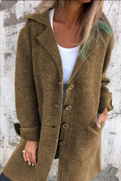 Classic Solid Color Short Trench Coat for Ladies