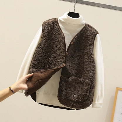 Ladies Faux Fur Gilet with Button Front