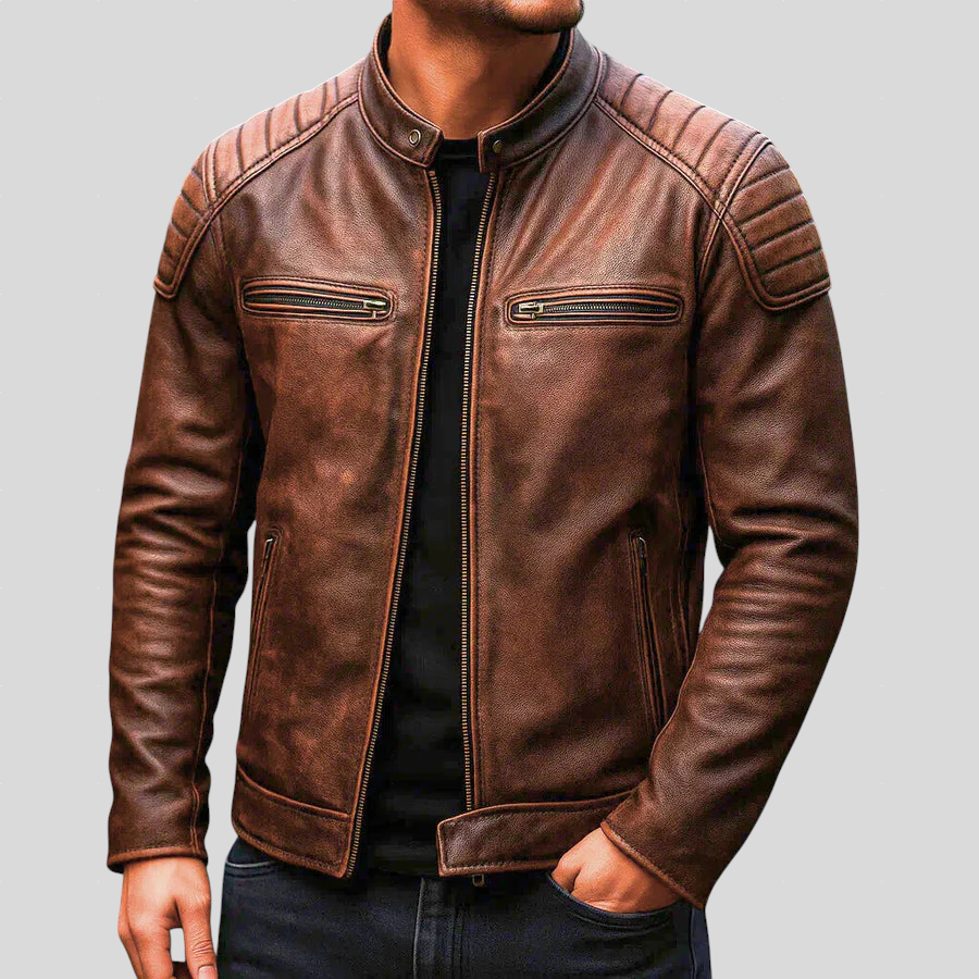 Authentic Leather Biker Jacket - Classic Style, Durable Material - Modish World
